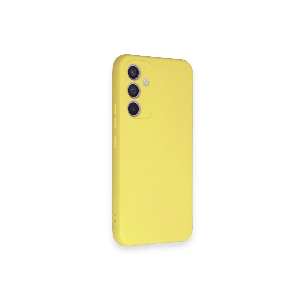 Arkada üç kamerası olan sarı bir telefon kılıfı.