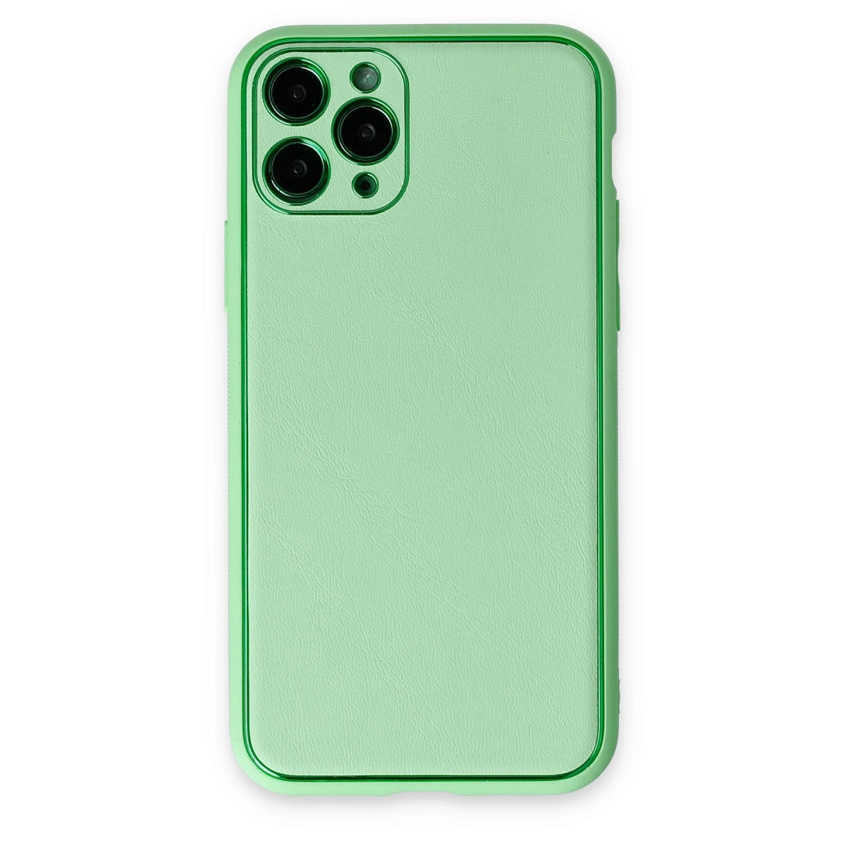 NEWFACE iPhone 11 Pro Uyumlu Coco Deri Silikon Kapak Telefon Kılıfı Açık Yeşil