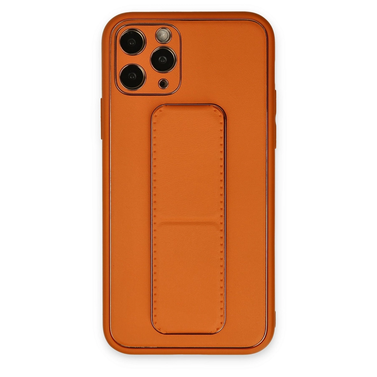 NEWFACE iPhone 11 Pro Uyumlu Coco Deri Standlı Kapak Telefon Kılıfı Turuncu