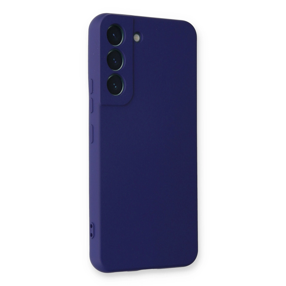 Üç kamera lensli ve flaşlı lacivert telefon kılıfı.