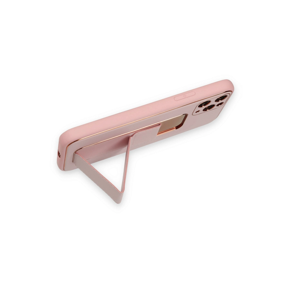 Entegre stantlı pembe telefon kılıfı.
