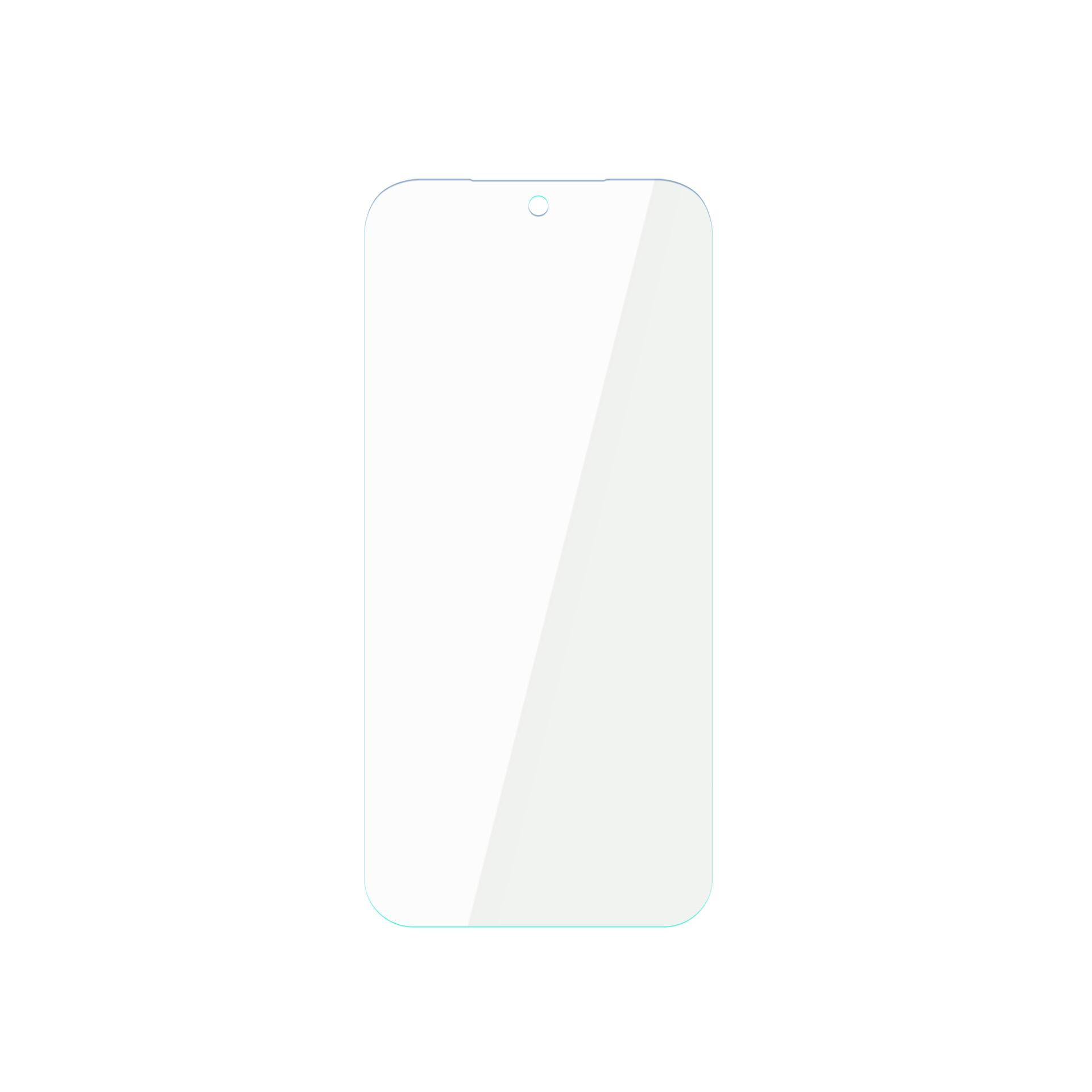 Una protezione schermo trasparente per smartphone con ritaglio per l'auricolare.