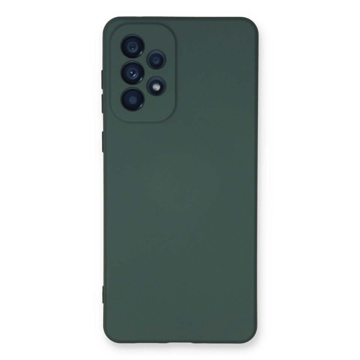 Beş lensli kamera modülüne sahip koyu yeşil telefon kılıfı.