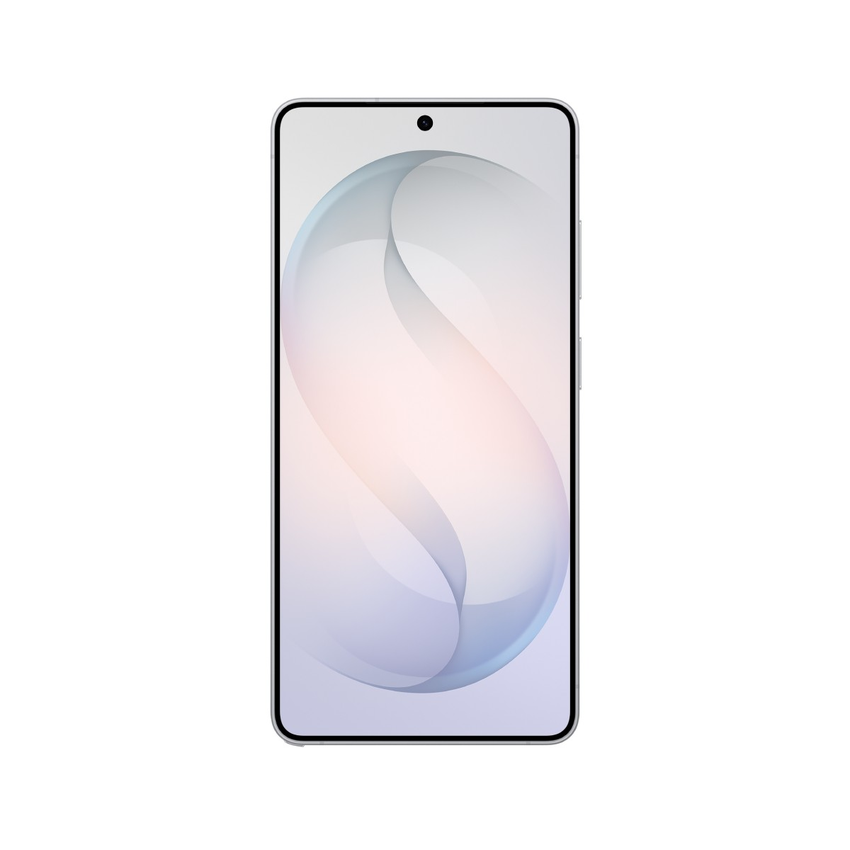Nowoczesny smartfon z bezramkowym ekranem i przednim aparatem.