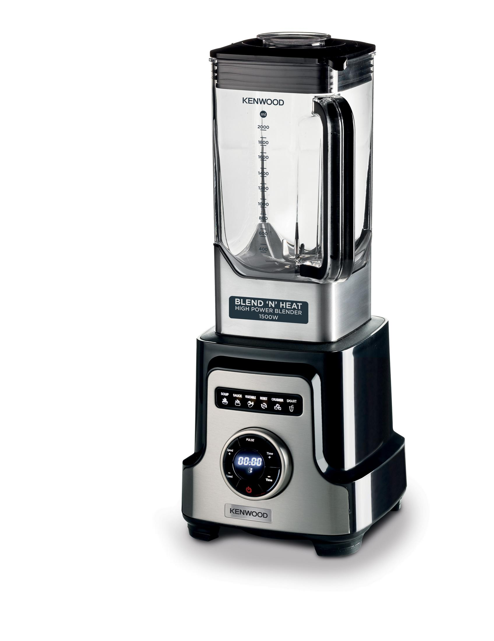 Gümüş tabanlı ve siyah gövdeli Kenwood yüksek güçlü blender.