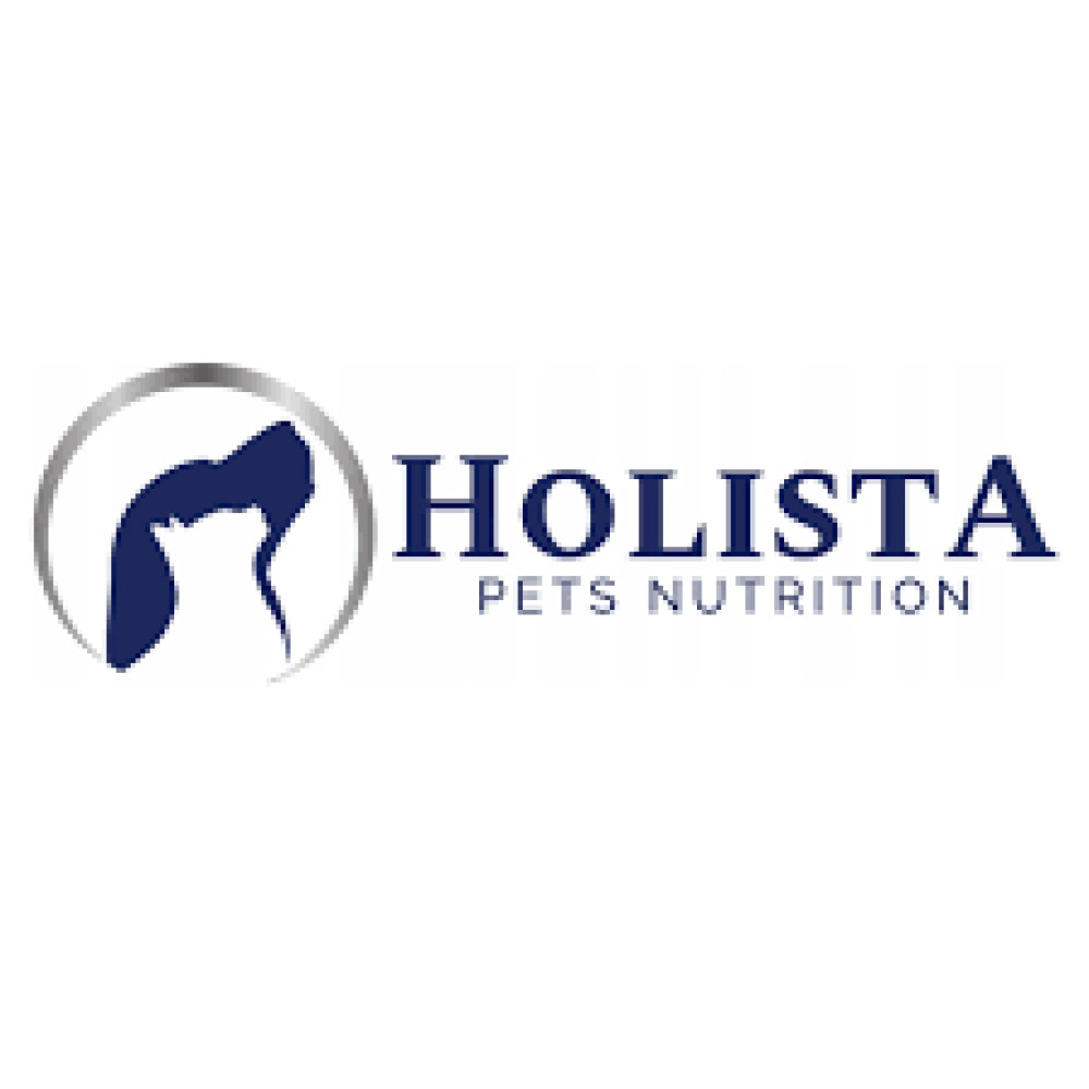 Logo: Sylwetka psa i kota w okręgu, obok HOLISTA PETS NUTRITION.