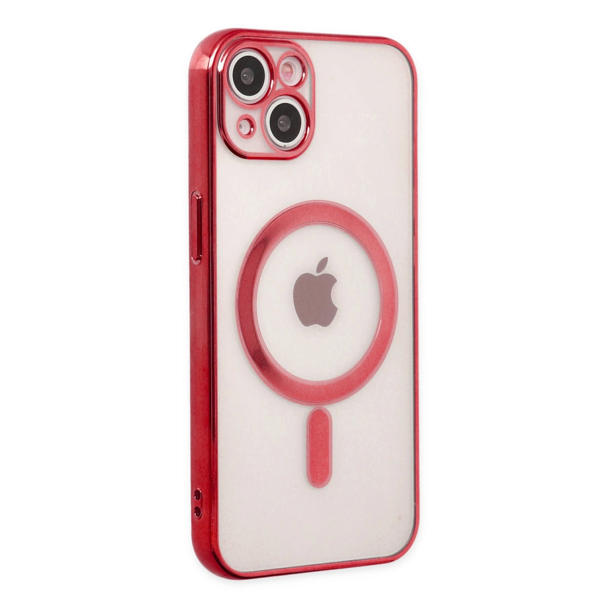 NEWFACE iPhone 14 Plus Uyumlu Magneticsafe Lazer Silikon Telefon Kılıfı Kırmızı