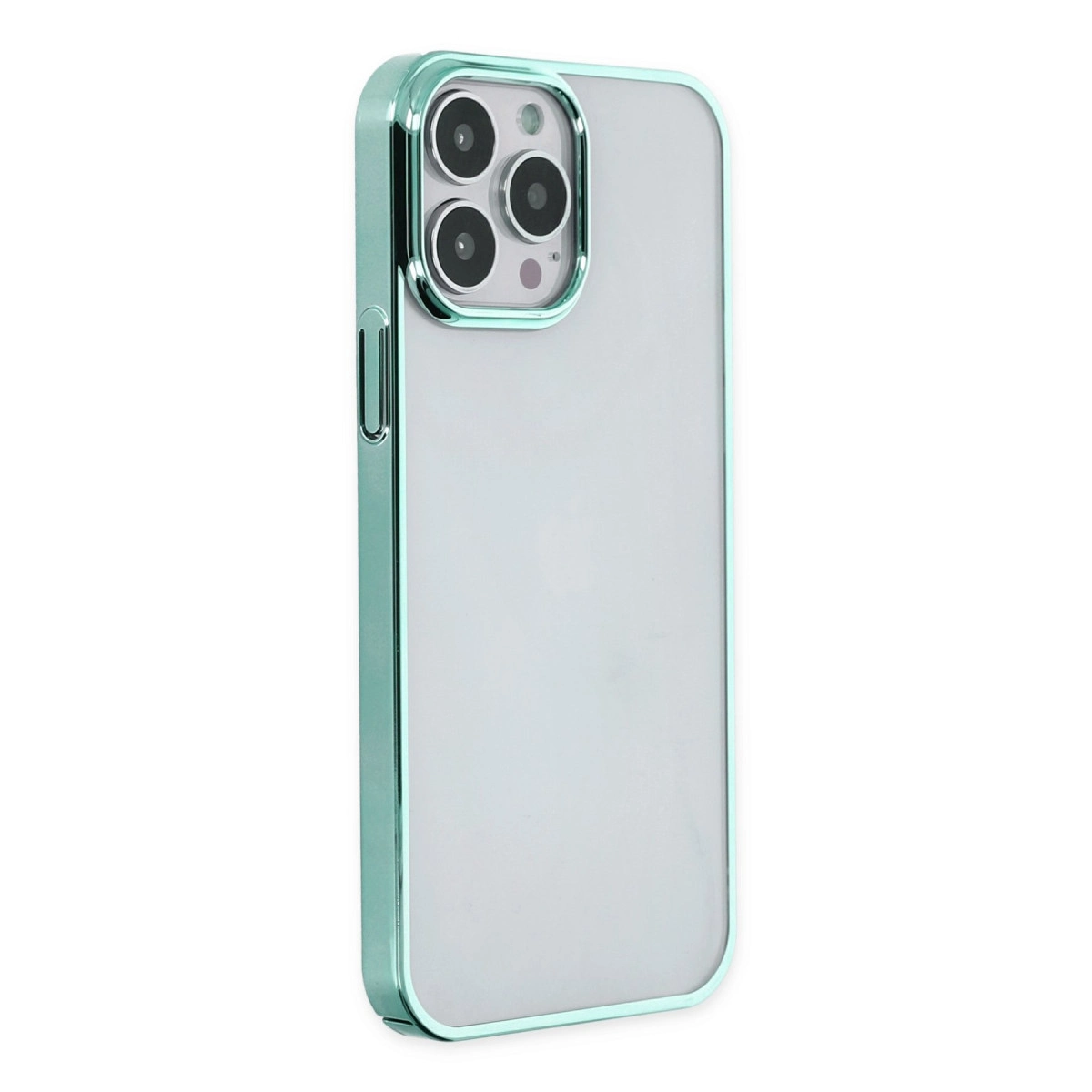 Üç kameralı açık yeşil iPhone kılıfı.
