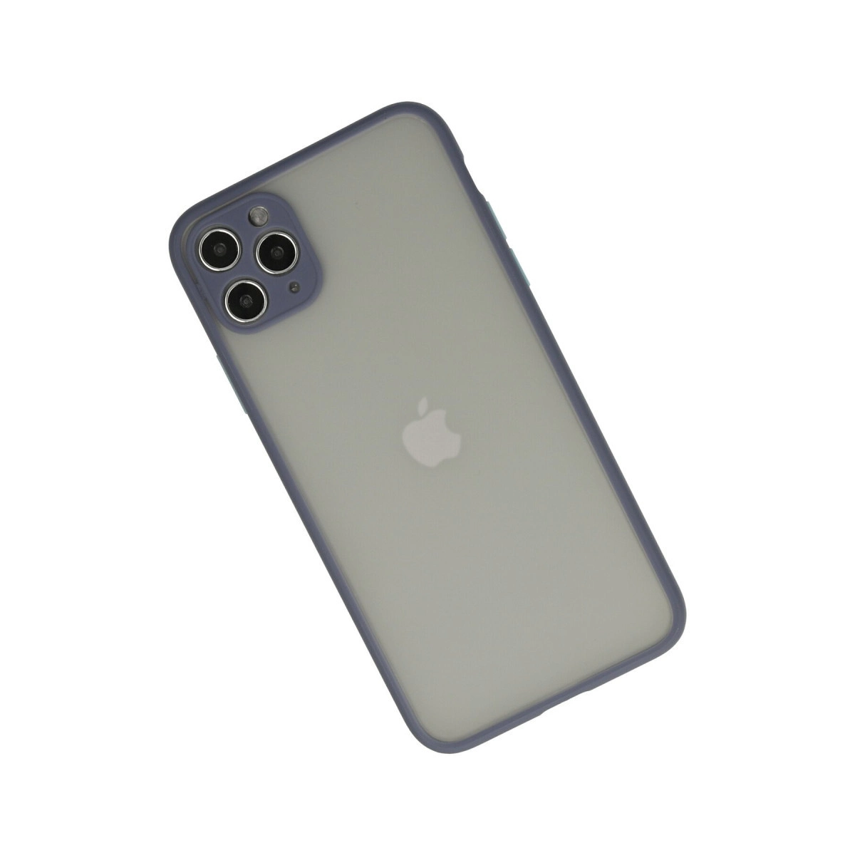 Üç kameralı gri iPhone'un arkası ve Apple logosu.