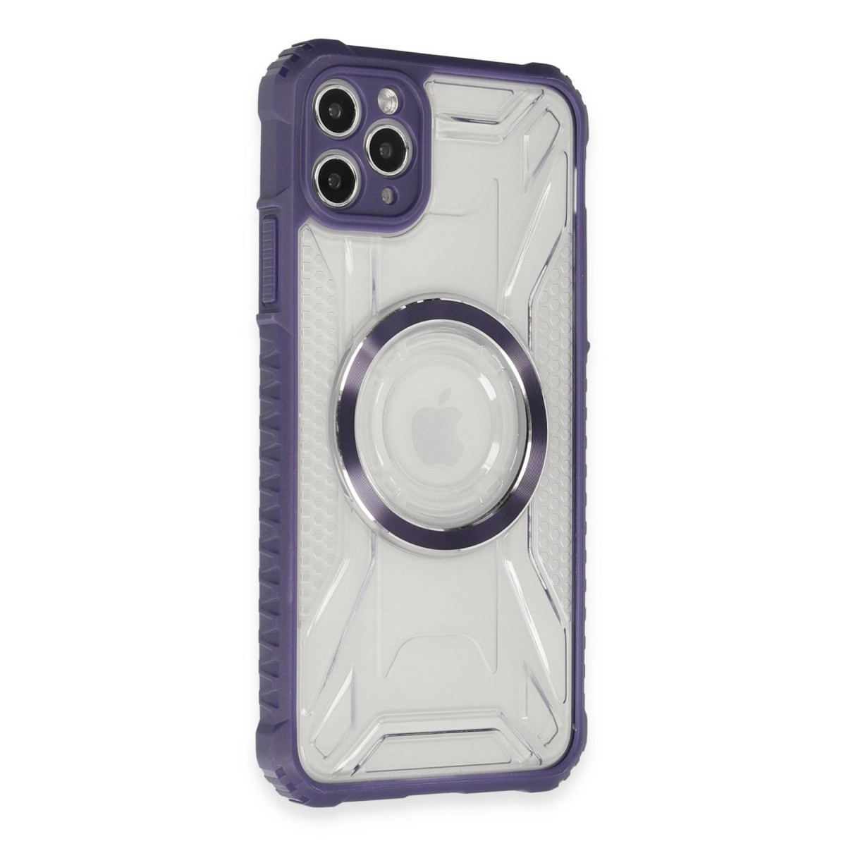 NEWFACE iPhone 11 Pro Max Uyumlu Prag Magneticsafe Kapak Telefon Kılıfı Derin Mor