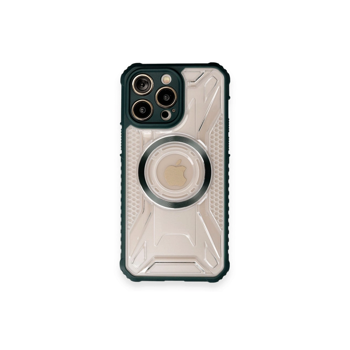 NEWFACE iPhone 12 Pro Max Uyumlu Prag Magneticsafe Kapak Telefon Kılıfı Koyu Yeşil
