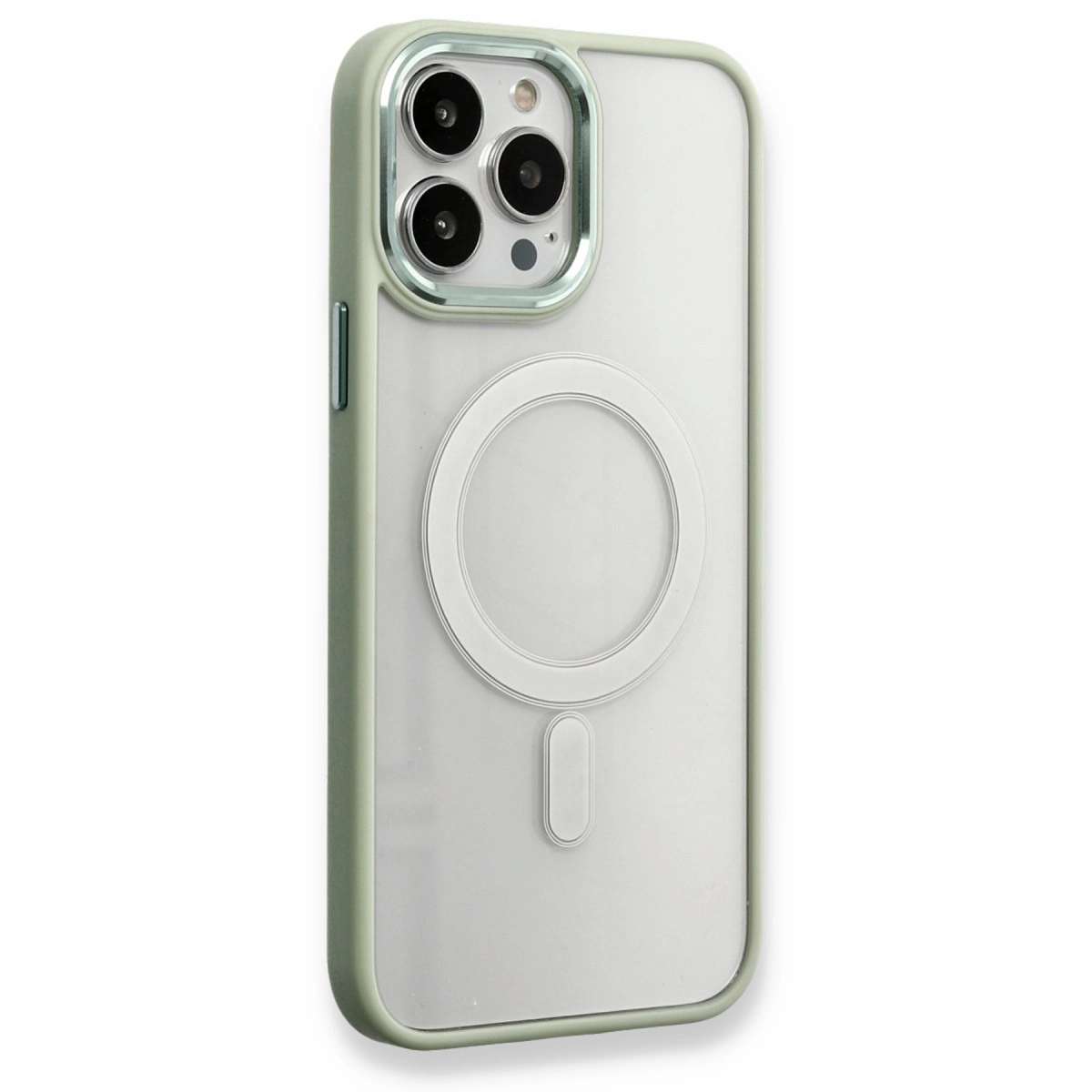 NEWFACE iPhone 14 Pro Max Uyumlu Room Magneticsafe Silikon Telefon Kılıfı Su Yeşili