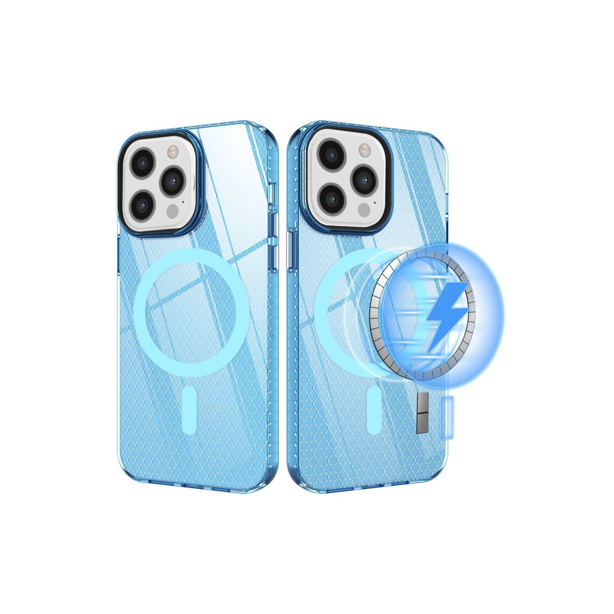NEWFACE iPhone 12 Pro Max Uyumlu Beta Magneticsafe Silikon Telefon Kılıfı Mavi