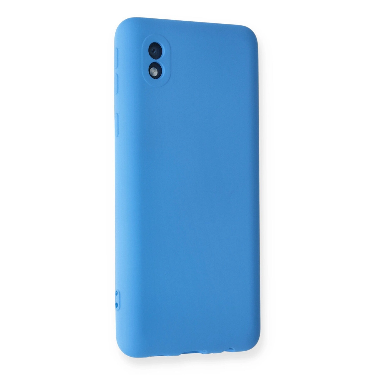 Arkada iki kamerası olan mavi bir telefon kılıfı.