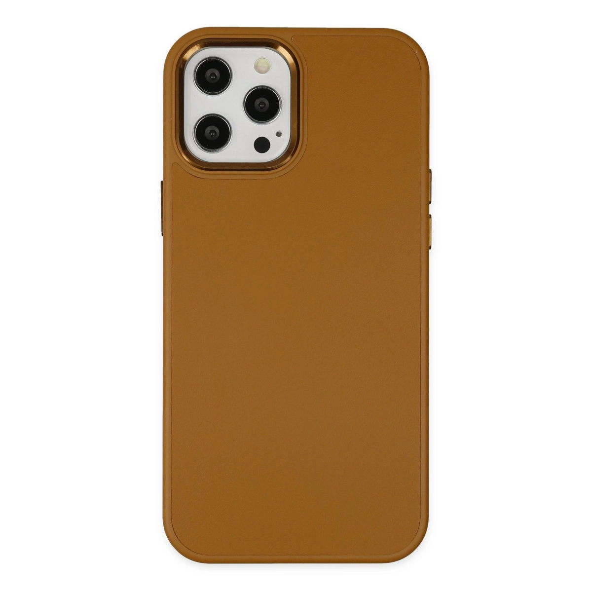 NEWFACE iPhone 12 Pro Max Uyumlu Asya Deri Silikon Telefon Kılıfı Kahverengi