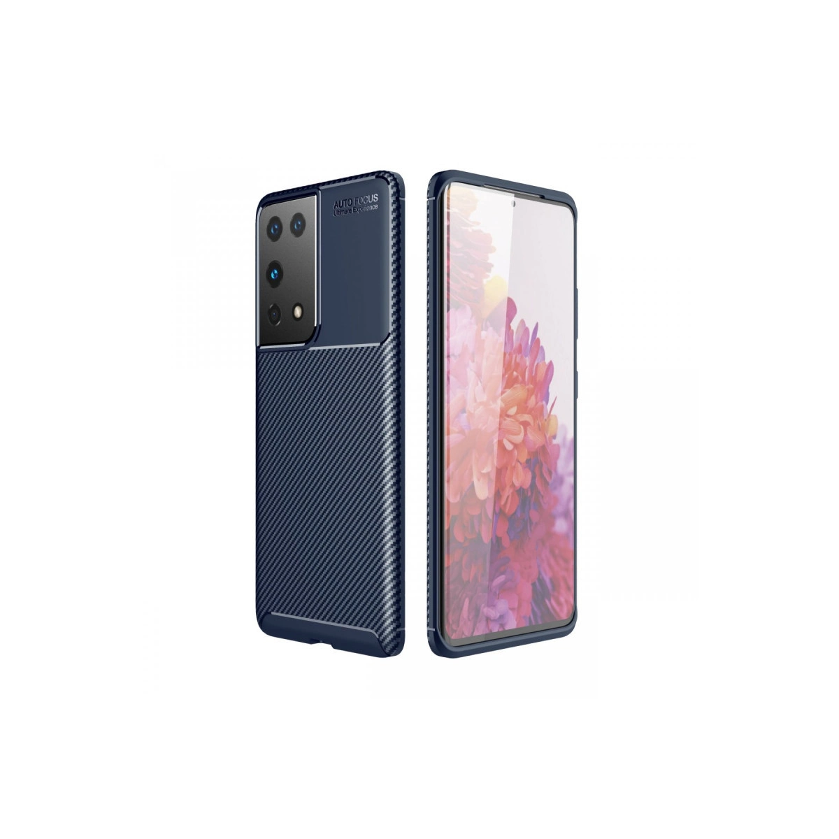 NEWFACE Samsung Galaxy S21 Ultra Uyumlu Auto Focus Karbon Kapak Telefon Kılıfı Lacivert