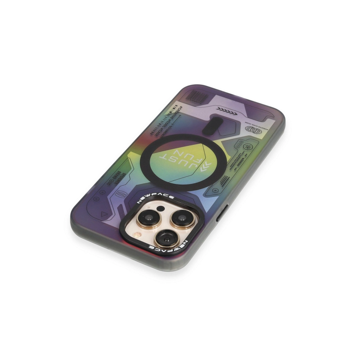 Gökkuşağı degrade tasarımlı "JUST FUN" yazılı iPhone kılıfı.