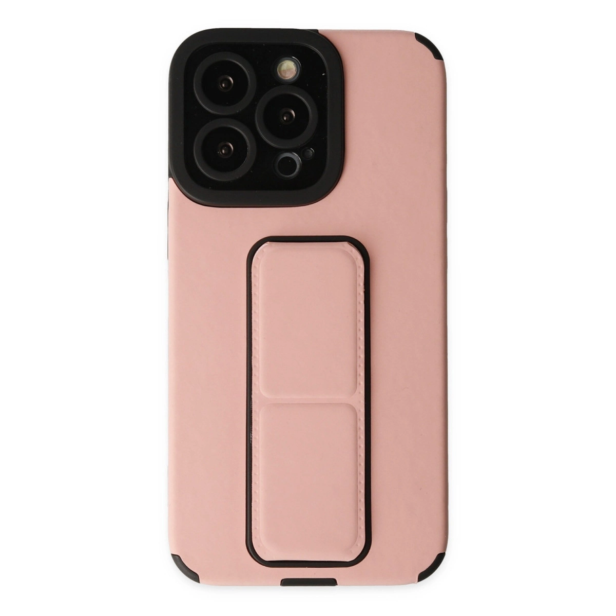 NEWFACE iPhone 13 Pro Uyumlu Mega Standlı Silikon Telefon Kılıfı Pudra