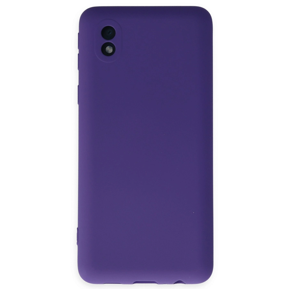 Arkada iki kamera lensli mor akıllı telefon kılıfı.