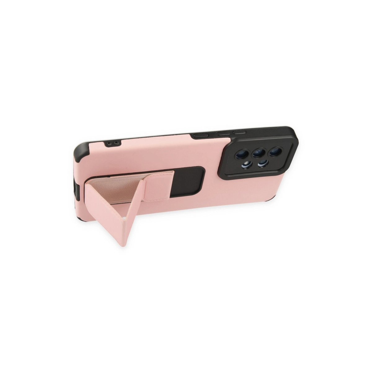 Entegre stantlı pembe telefon kılıfı.