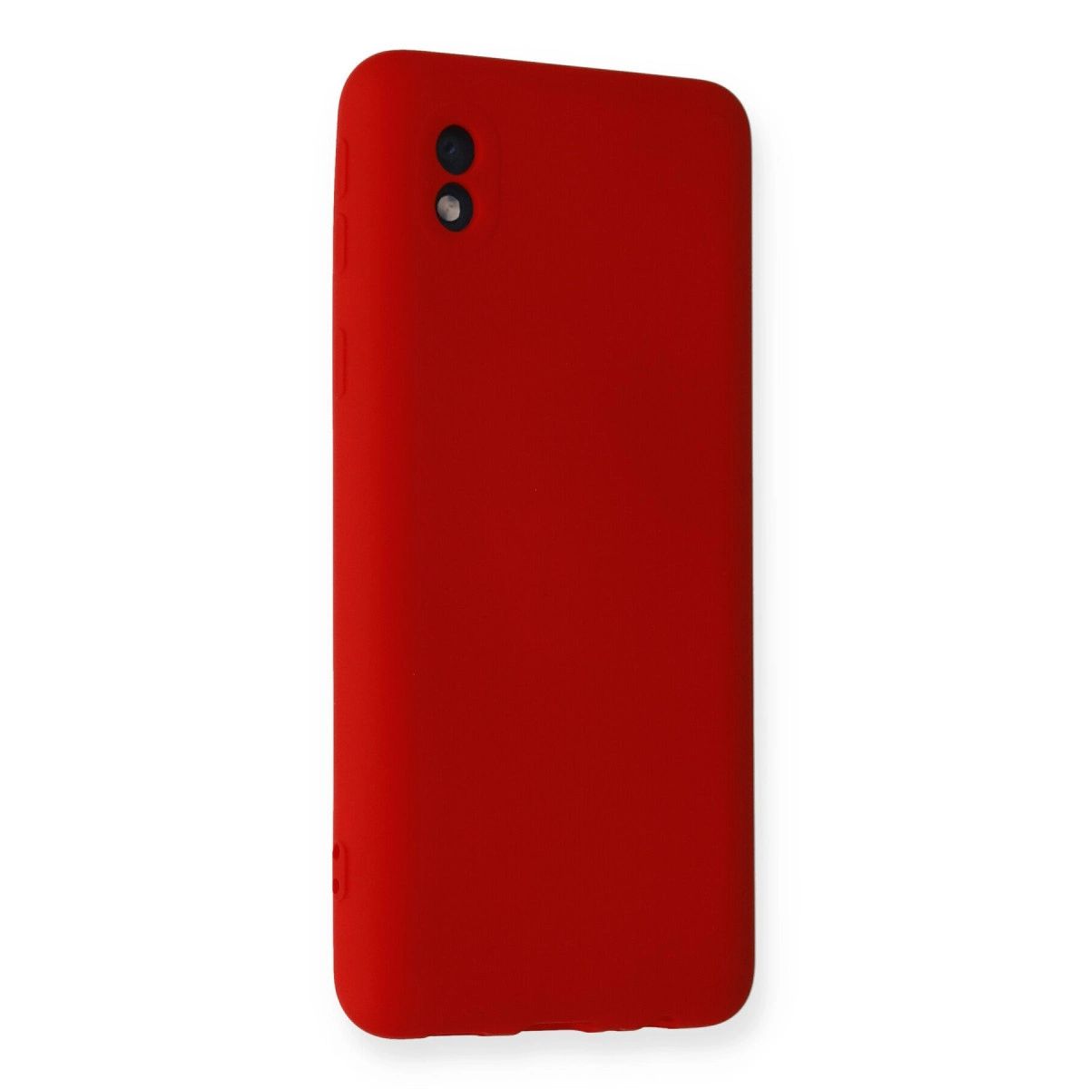 Sol üstte iki kamera lensli kırmızı telefon kılıfı.
