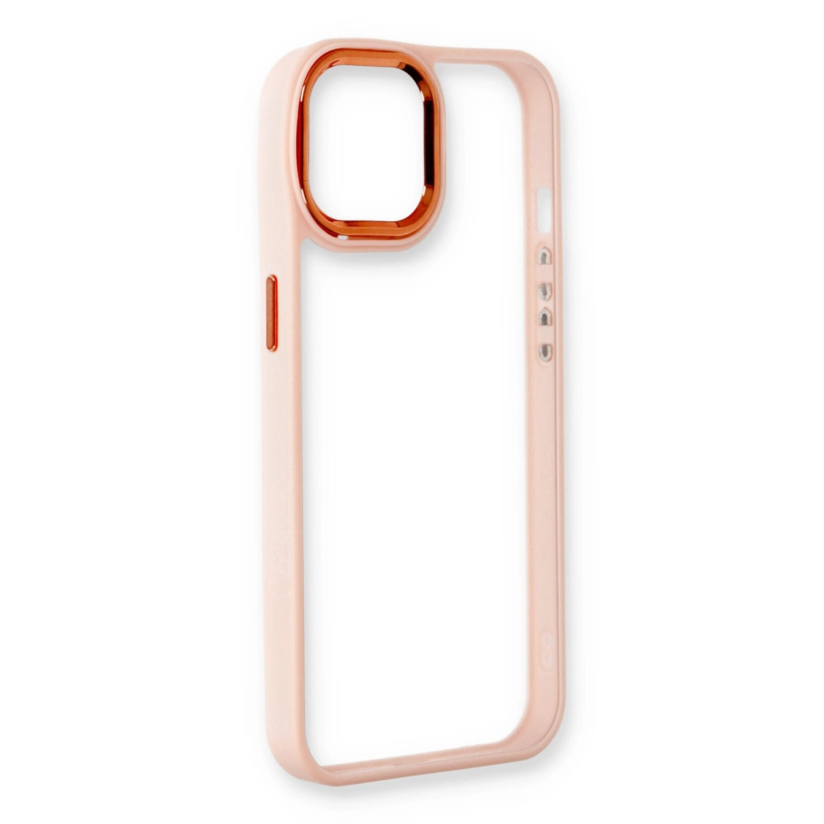 Altın kamera halkalı pembe telefon kılıfı.
