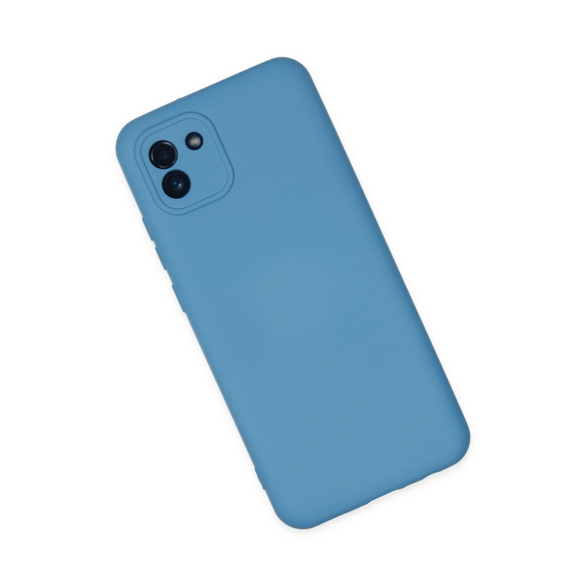 İki kamera lensli mavi telefon kılıfı.