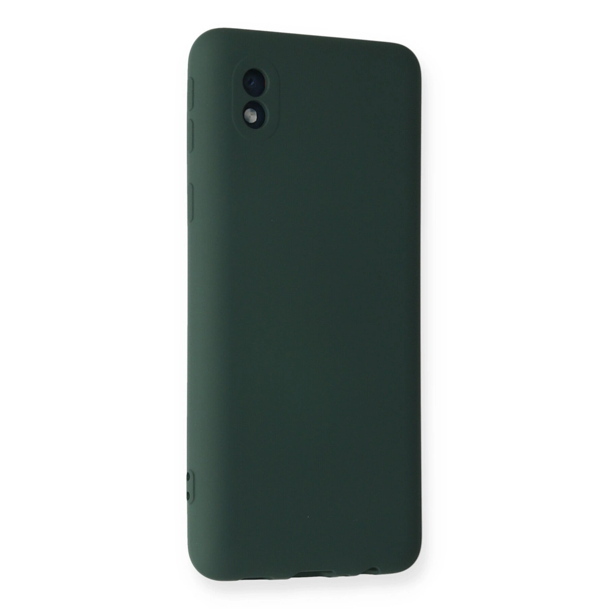 Arkada iki kamerası olan koyu yeşil telefon kılıfı.
