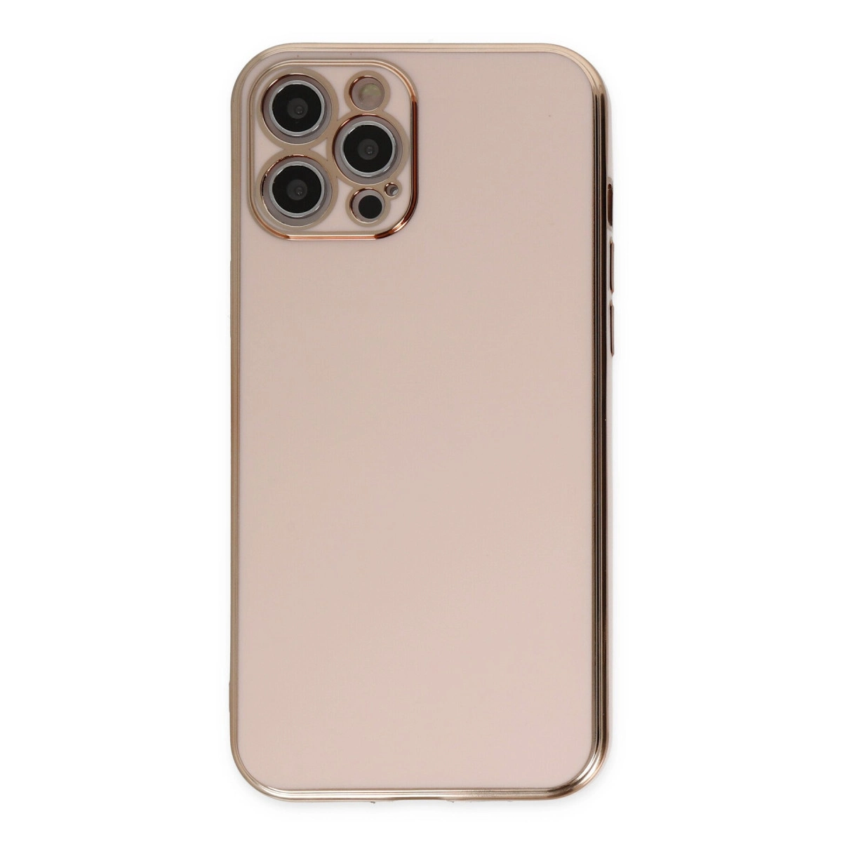 Dört lensli kamera modülüne sahip, roze altın rengi bir iPhone'un arkası.