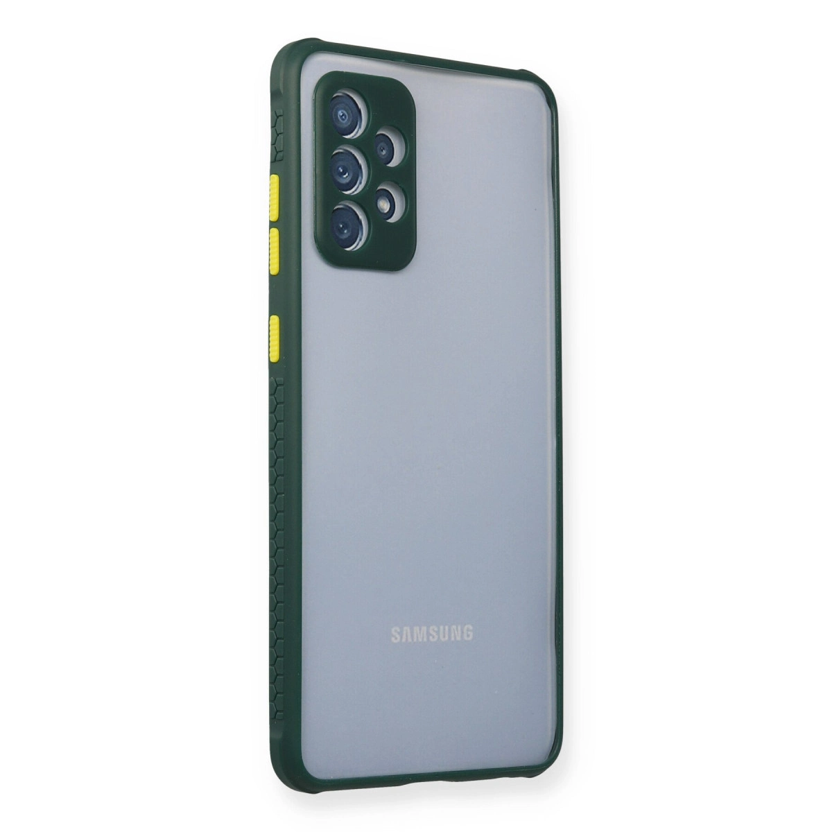 NEWFACE Samsung Galaxy A72 Uyumlu Miami Şeffaf Silikon Telefon Kılıfı Koyu Yeşil
