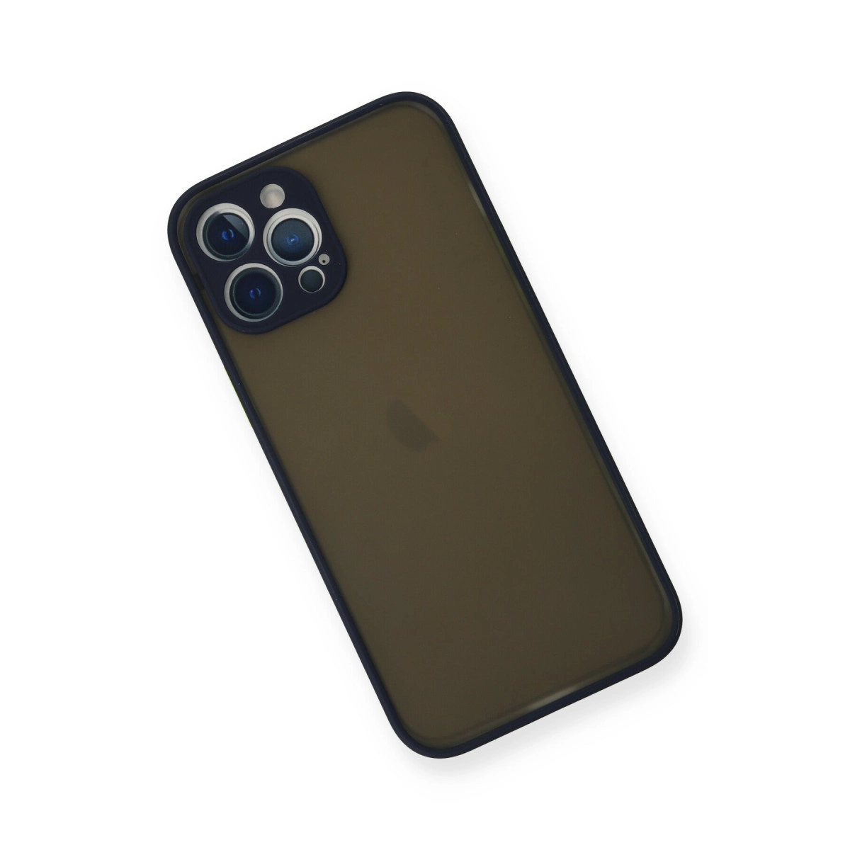 Koyu kahverengi telefon, koyu çerçeveli ve kameralı, beyaz arka plan üzerinde.