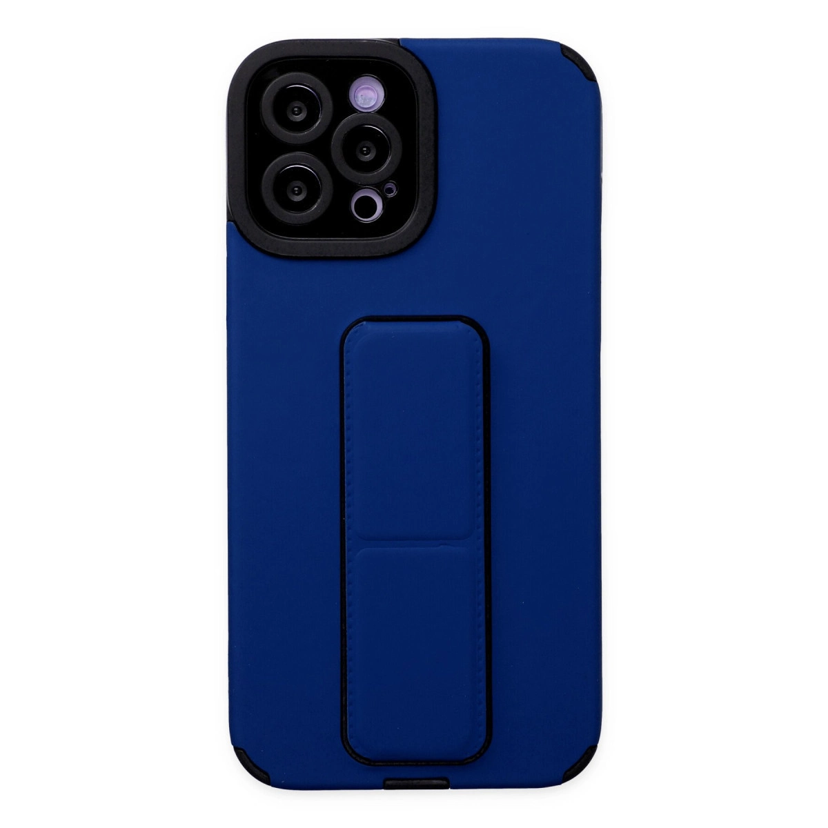NEWFACE iPhone 12 Pro Max Uyumlu Mega Standlı Silikon Telefon Kılıfı Mavi