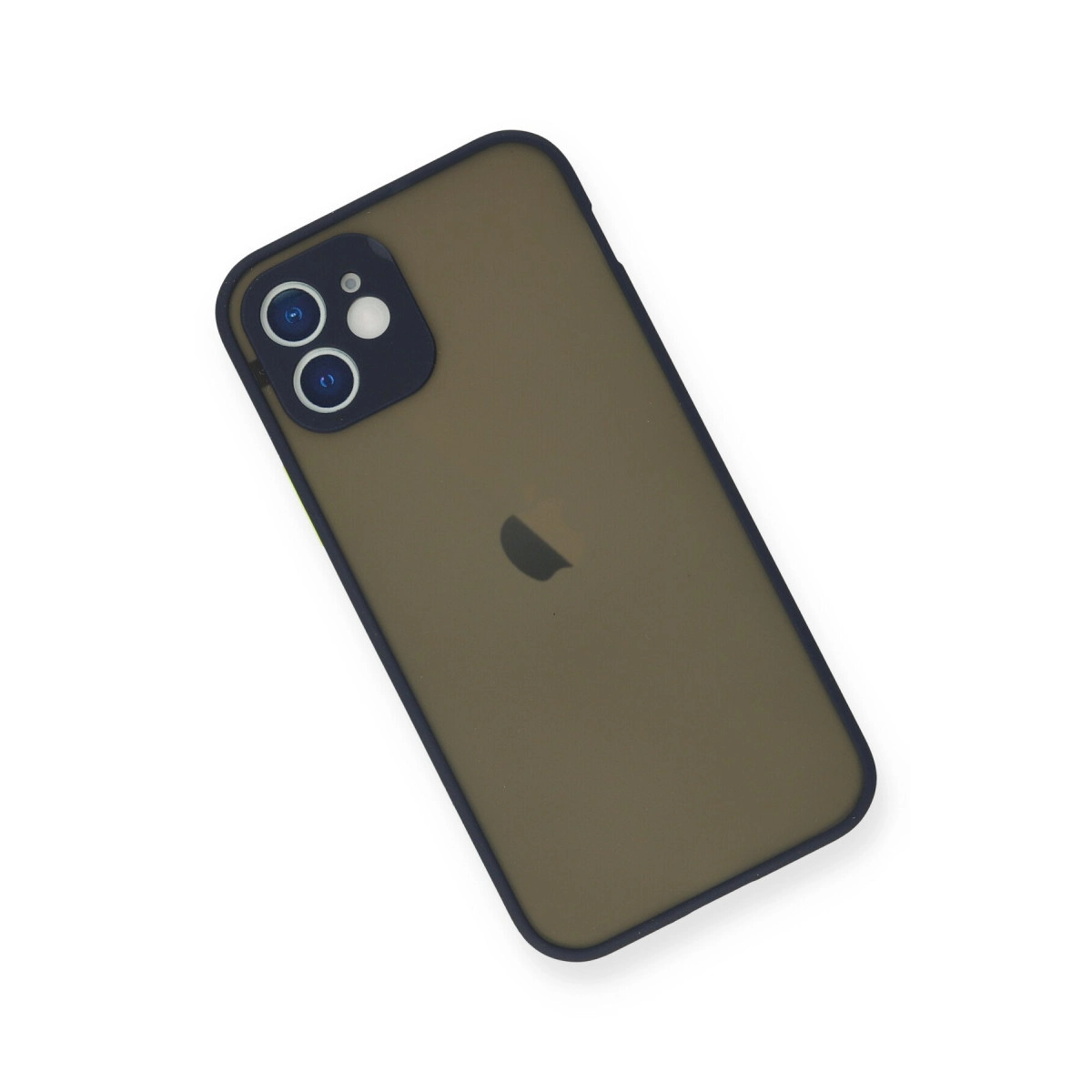 Koyu kahverengi iPhone, koyu çerçeveli ve kamera modüllü.