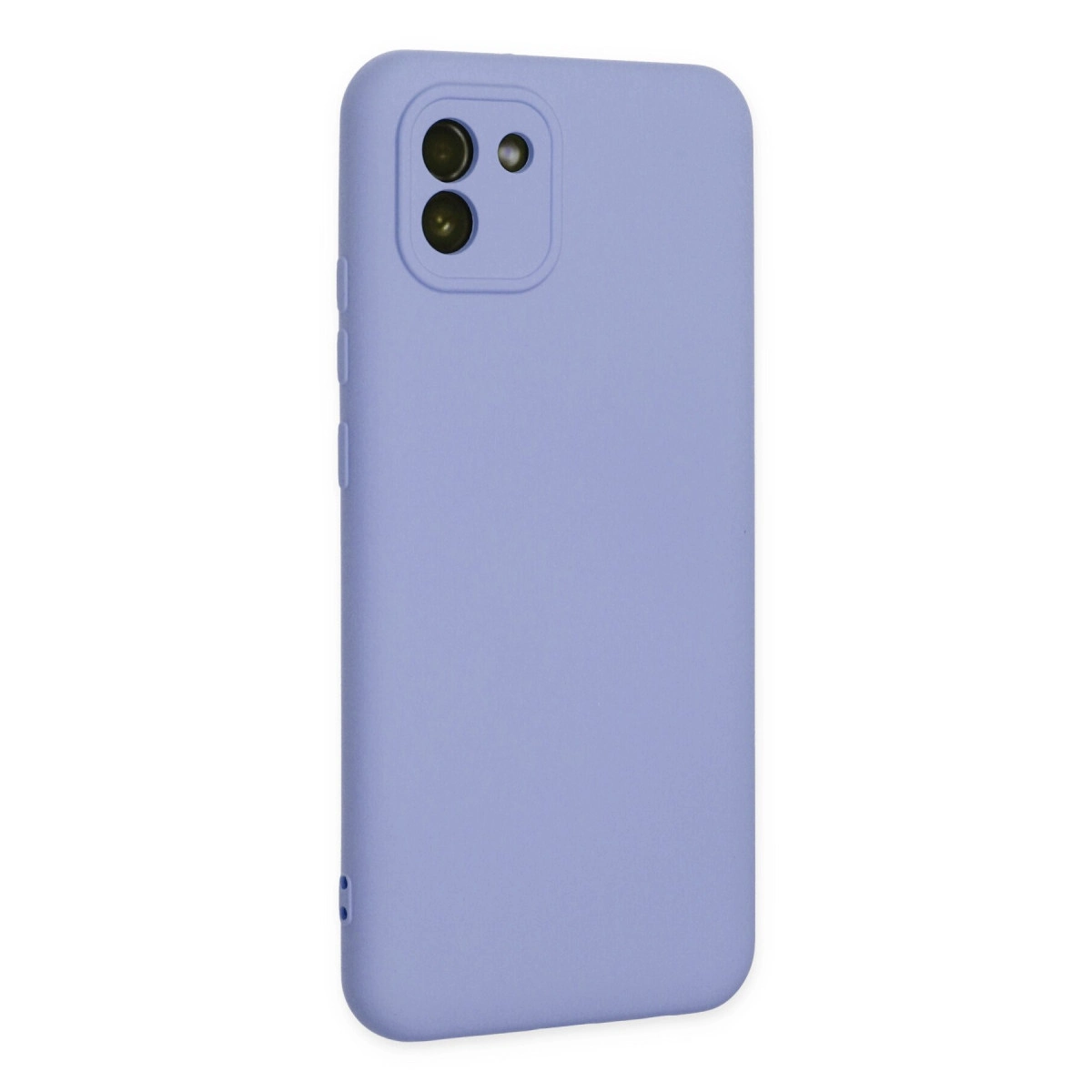 Arkada üç kamerası olan lavanta rengi telefon kılıfı.