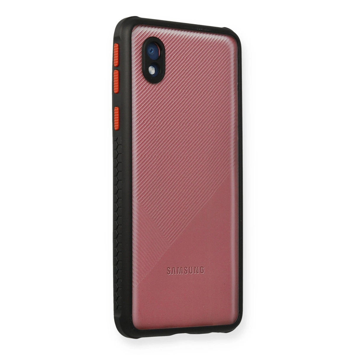 NEWFACE Samsung Galaxy A01 Core Uyumlu Miami Şeffaf Silikon Telefon Kılıfı Siyah