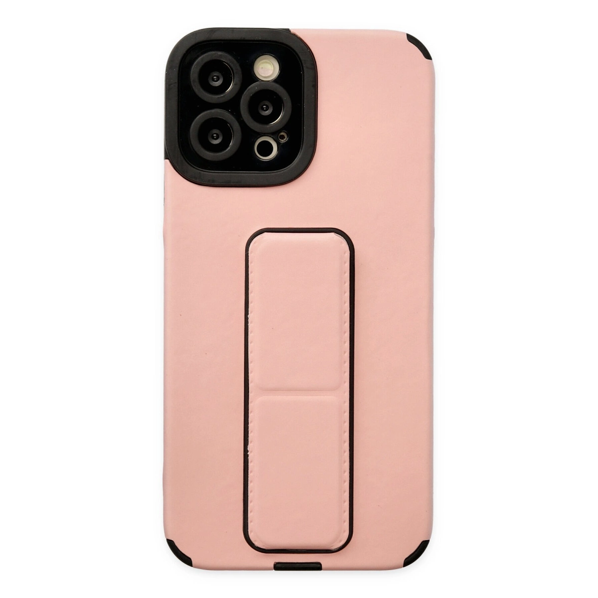 NEWFACE iPhone 12 Pro Max Uyumlu Mega Standlı Silikon Telefon Kılıfı Pudra