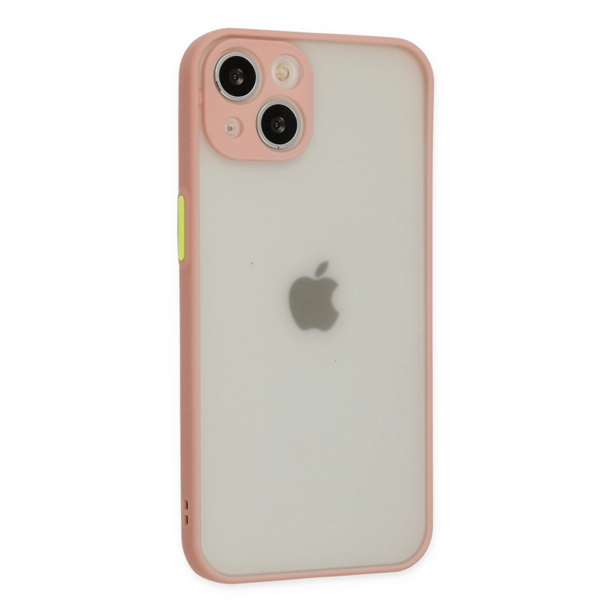 Kameraları çevreleyen pembe kılıflı bir iPhone.