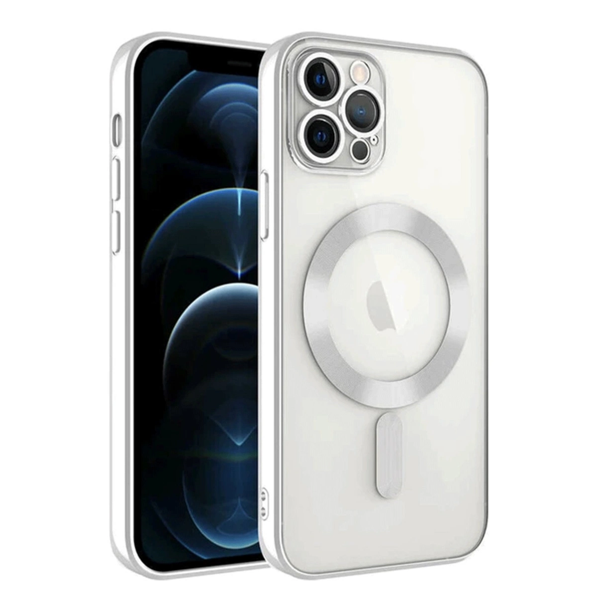 NEWFACE iPhone 14 Pro Max Uyumlu Kross Magneticsafe Kapak Telefon Kılıfı Gümüş