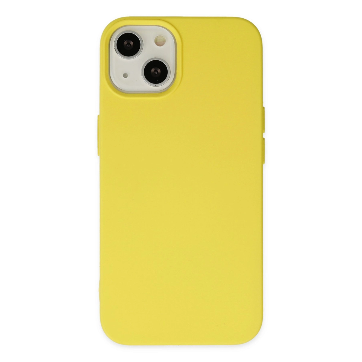 Sol üstte iki kamera lensi olan sarı telefon kılıfı.
