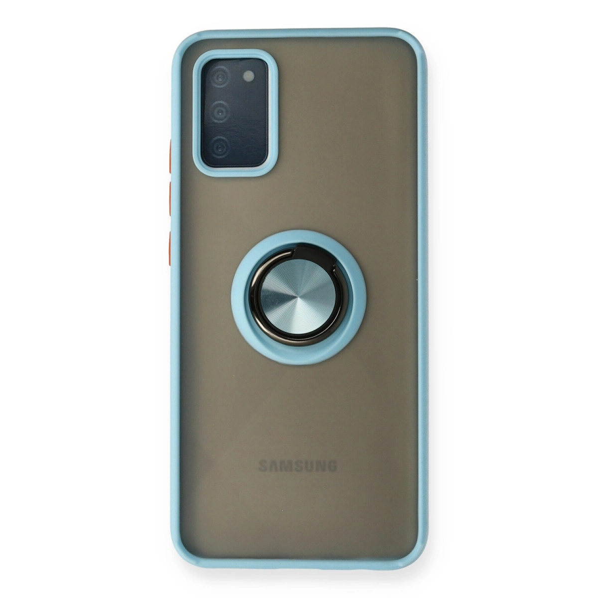 NEWFACE Samsung Galaxy A02s Uyumlu Montreal Yüzüklü Silikon Kapak Telefon Kılıfı Buz Mavi