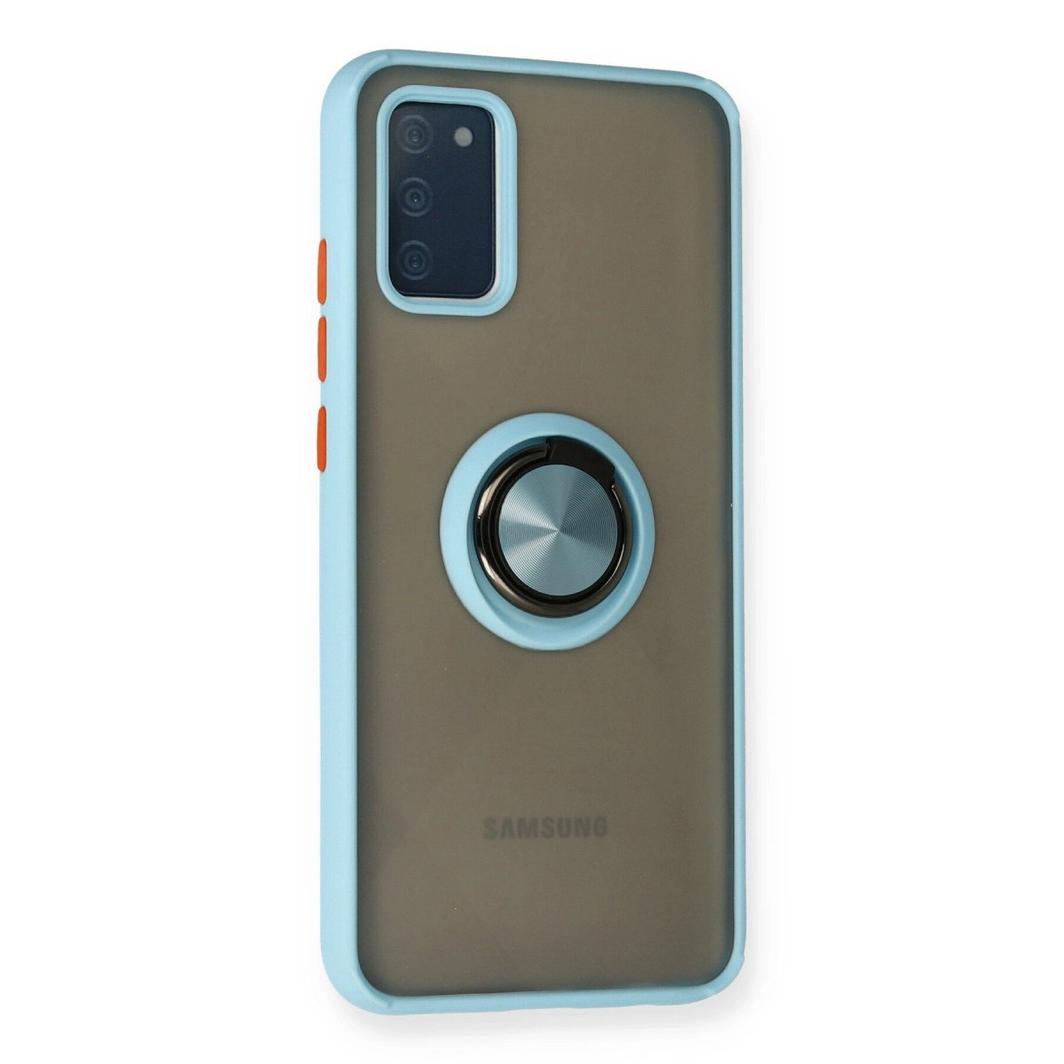 Halka tutuculu açık mavi Samsung telefon kılıfı.