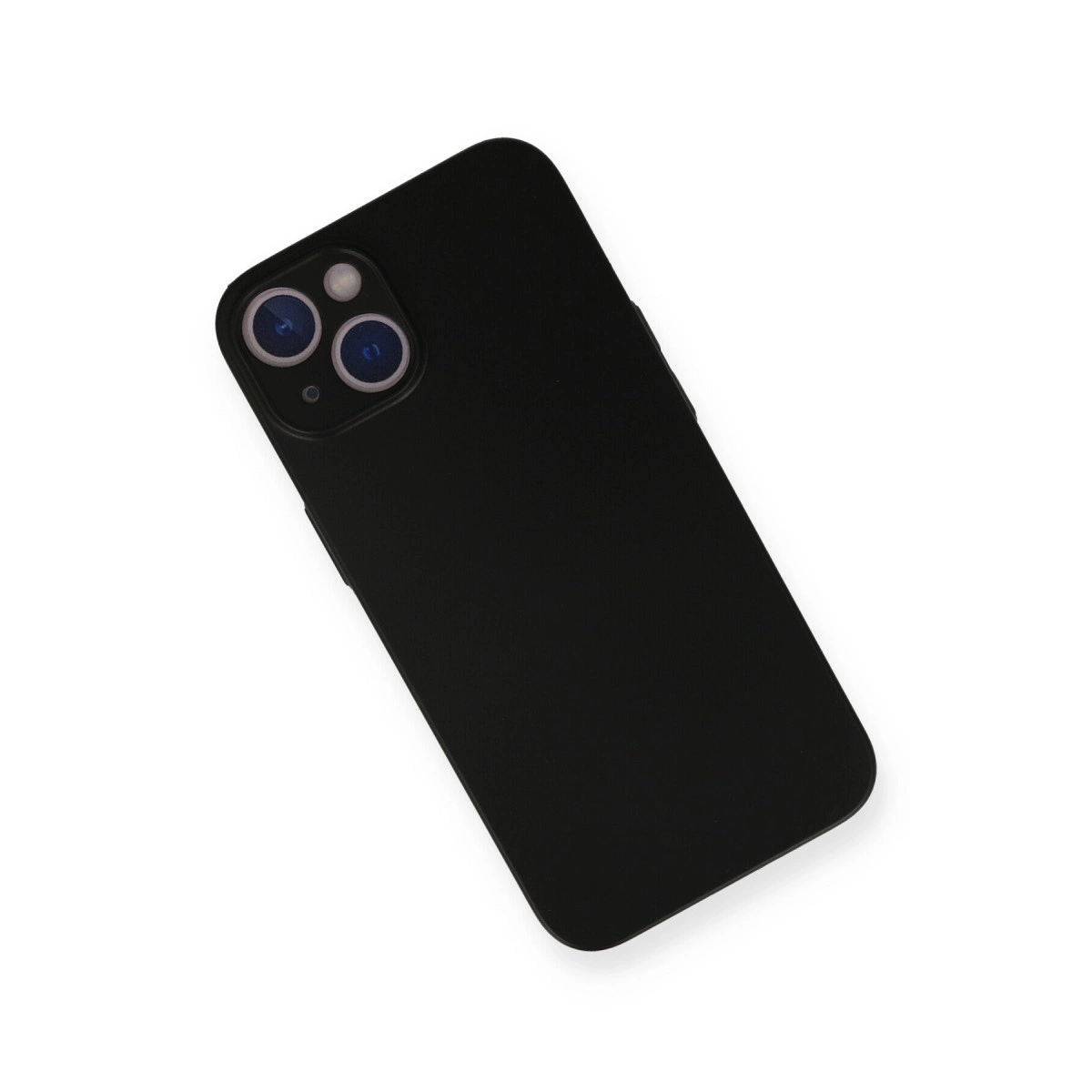 Beyaz arka plan üzerinde kamera lensli siyah telefon.