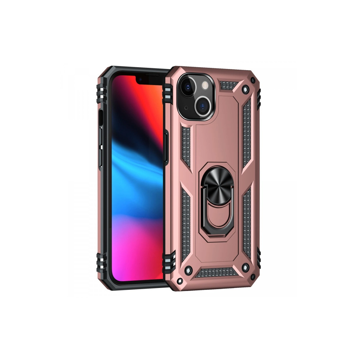 NEWFACE iPhone 14 Plus Uyumlu Sofya Yüzüklü Silikon Kapak Telefon Kılıfı Rose