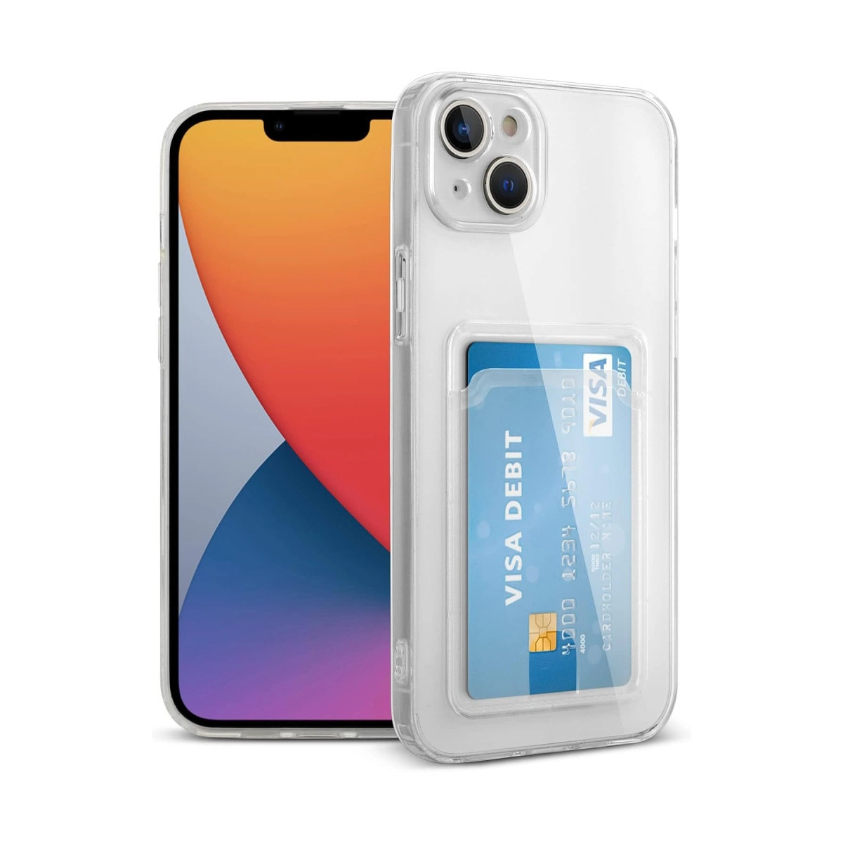 NEWFACE iPhone 14 Plus Uyumlu Kart  Silikon Telefon Kılıfı Şeffaf
