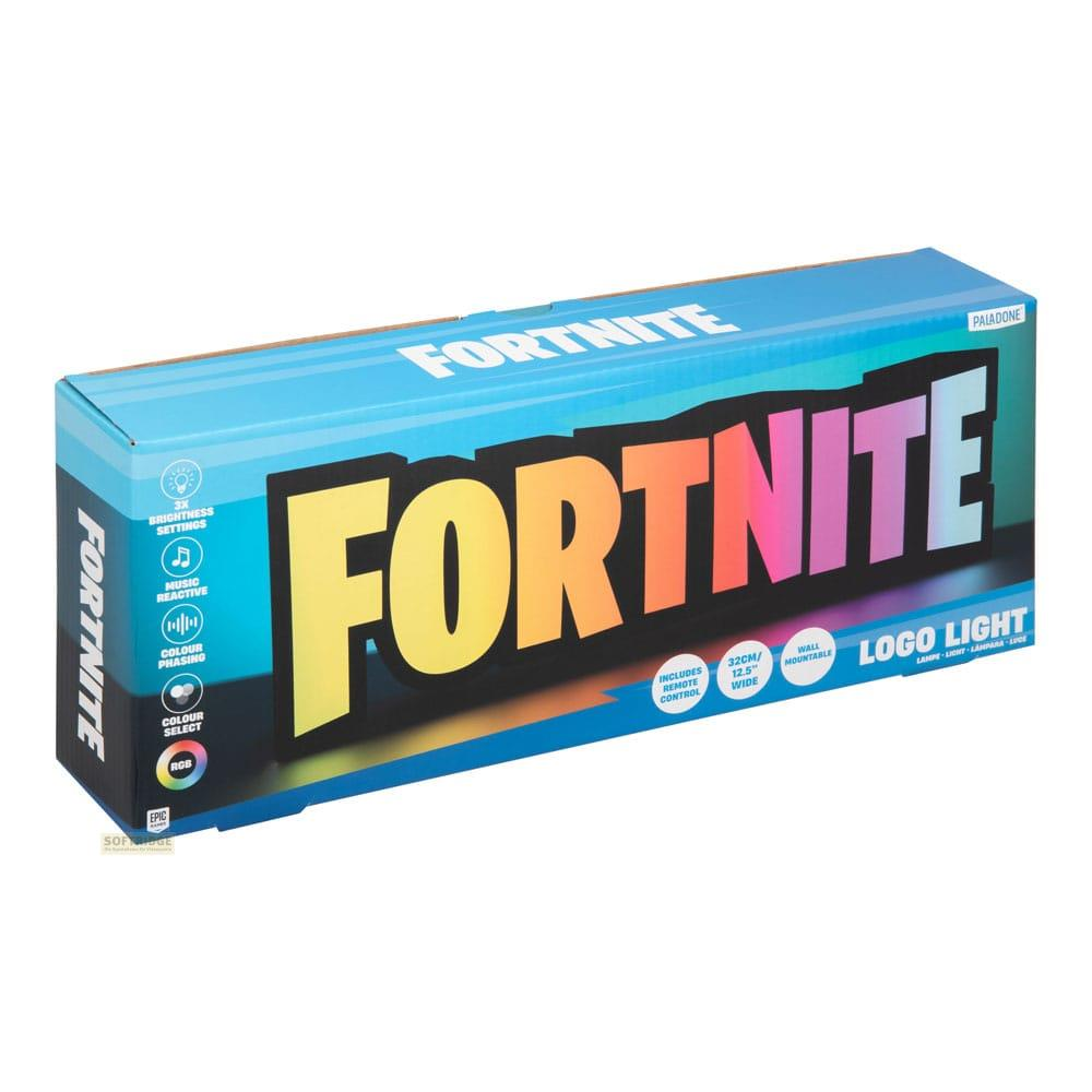 Caja de luz con logo de Fortnite con texto 3D, brillo, reactivo a música y modos color.