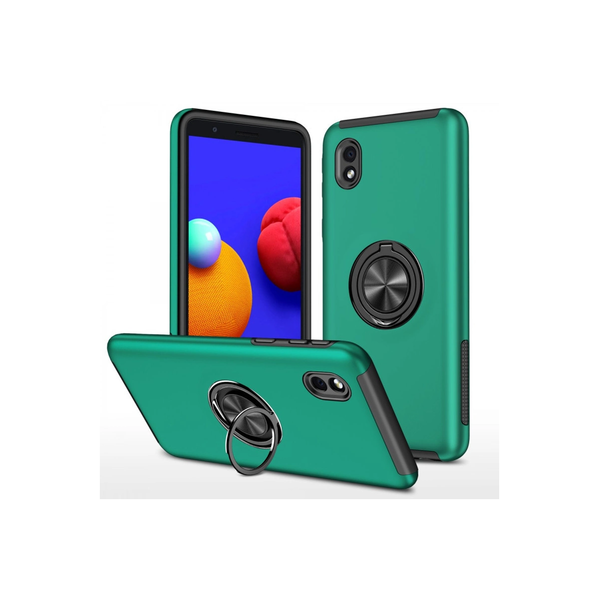 NEWFACE Samsung Galaxy A01 Core Uyumlu Elit Yüzüklü Kapak Telefon Kılıfı Yeşil