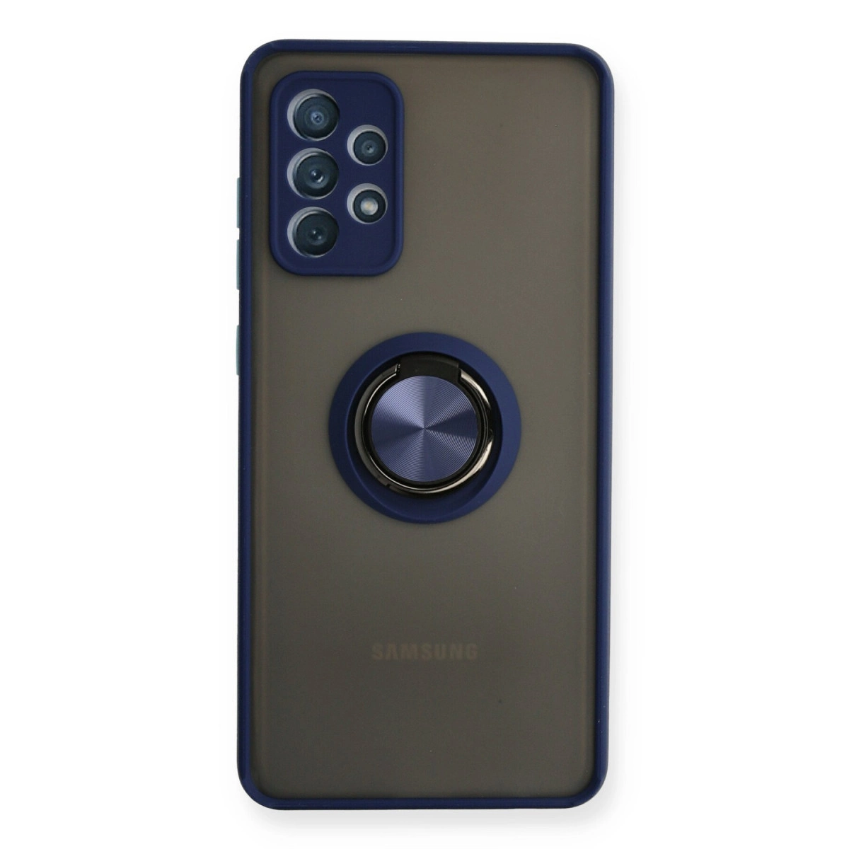 NEWFACE Samsung Galaxy A72 Uyumlu Montreal Yüzüklü Silikon Kapak Telefon Kılıfı Lacivert