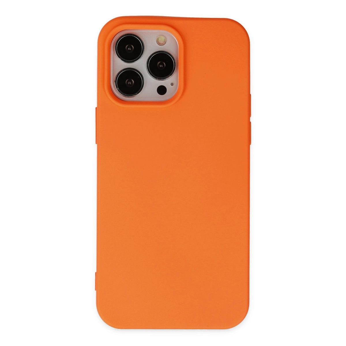 NEWFACE iPhone 14 Pro Max Uyumlu Nano İçi Kadife Silikon Telefon Kılıfı Turuncu