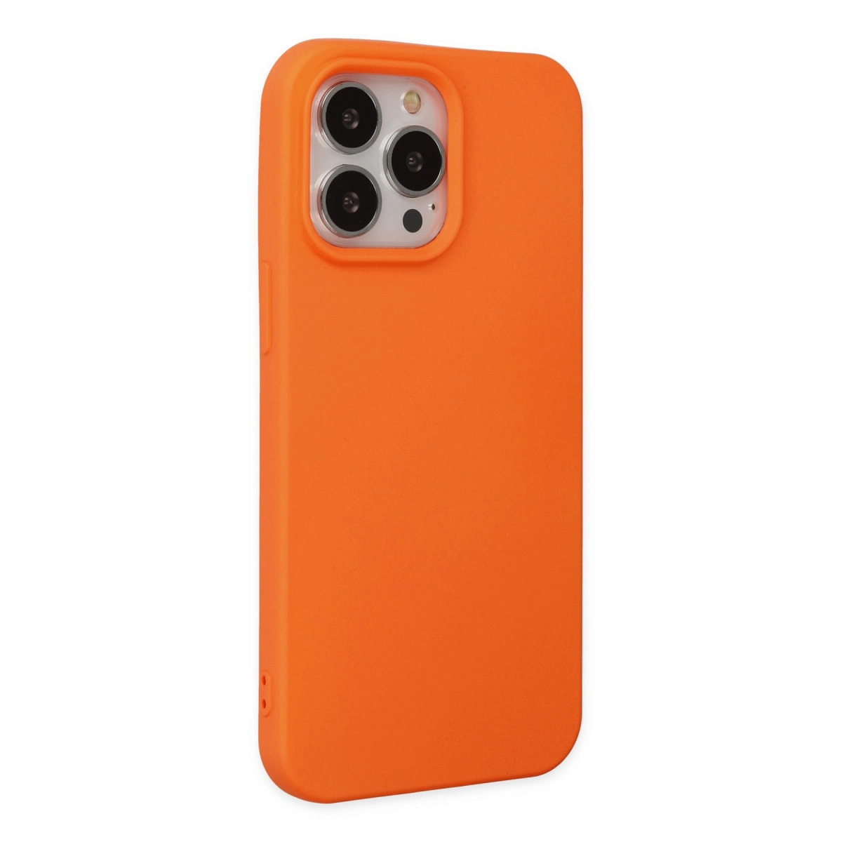 NEWFACE iPhone 14 Pro Max Uyumlu Nano İçi Kadife Silikon Telefon Kılıfı Turuncu