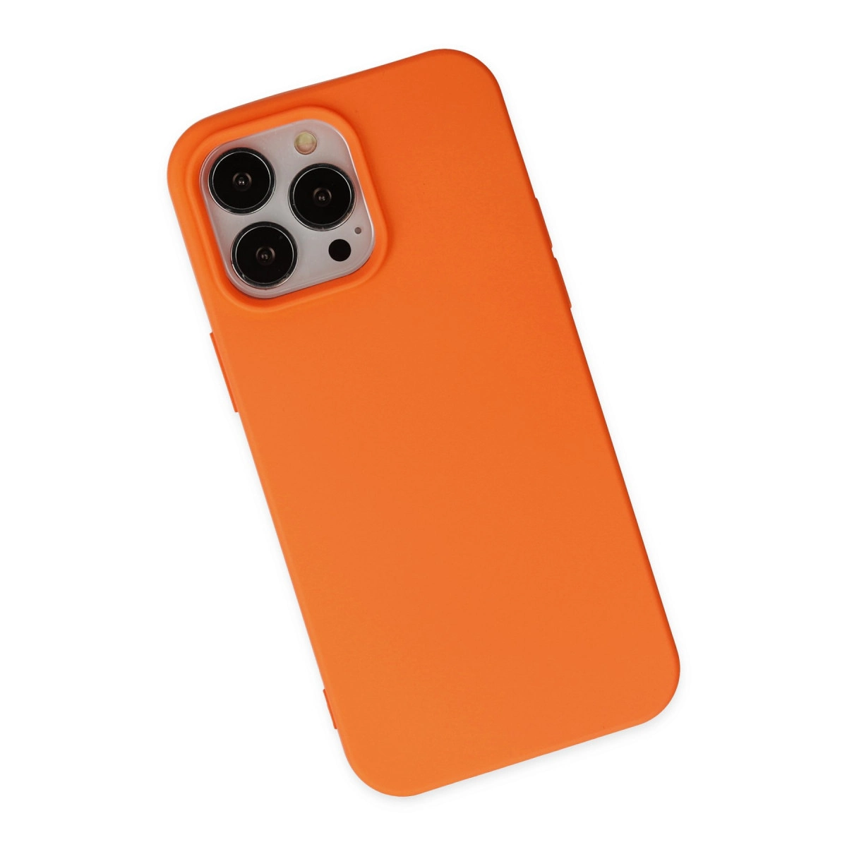 NEWFACE iPhone 14 Pro Max Uyumlu Nano İçi Kadife Silikon Telefon Kılıfı Turuncu